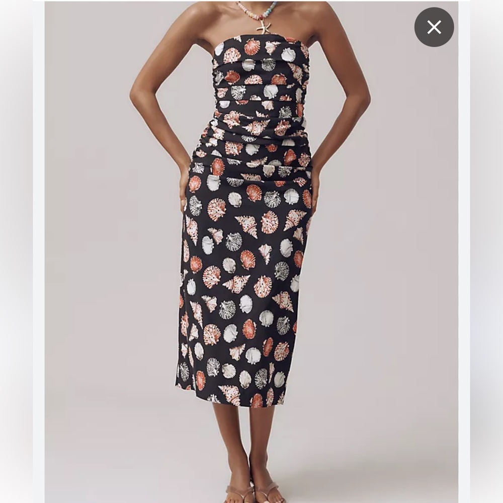 The Soleil Magic Fabric Strapless Ruched Dress size M EUC